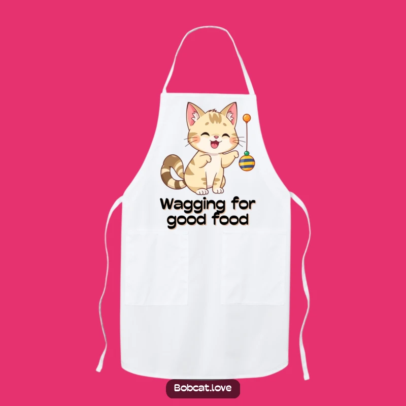Funny Cheerful Bobcat Apron - Playful Kitchen Wear for Happy Cooks