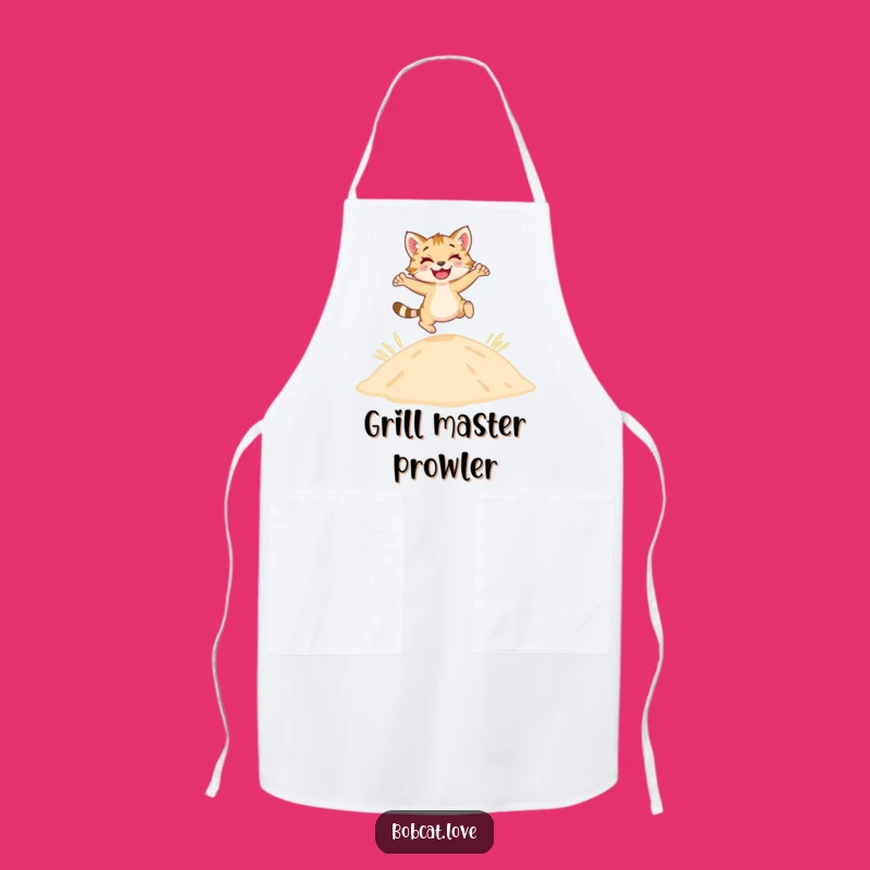 Funny Bobcat Dune Apron: Kitchen Fun with Leaping Feline, Practical Desert Funny Gift