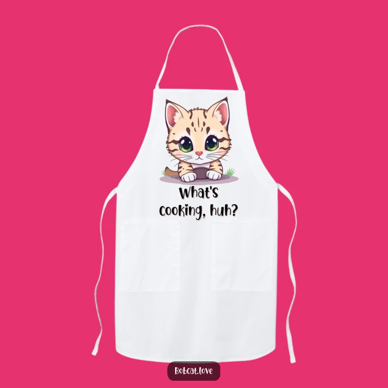 Funny Curious Bobcat Apron - Whimsical Kitchen Wear for Inquisitive Cooks