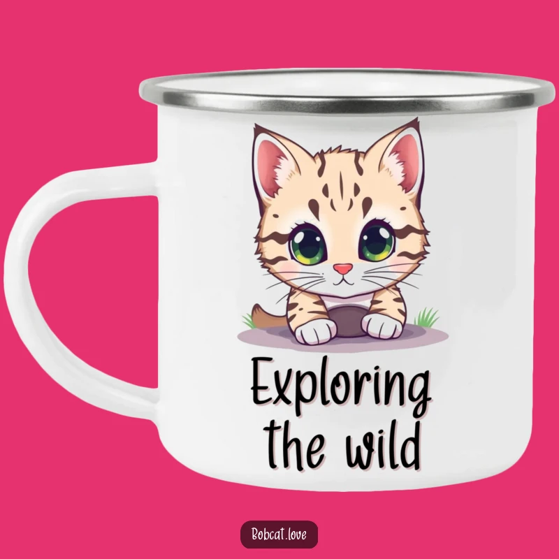 Durable Funny Curious Bobcat Camping Mug - Rugged & Intriguing Outdoor Companion