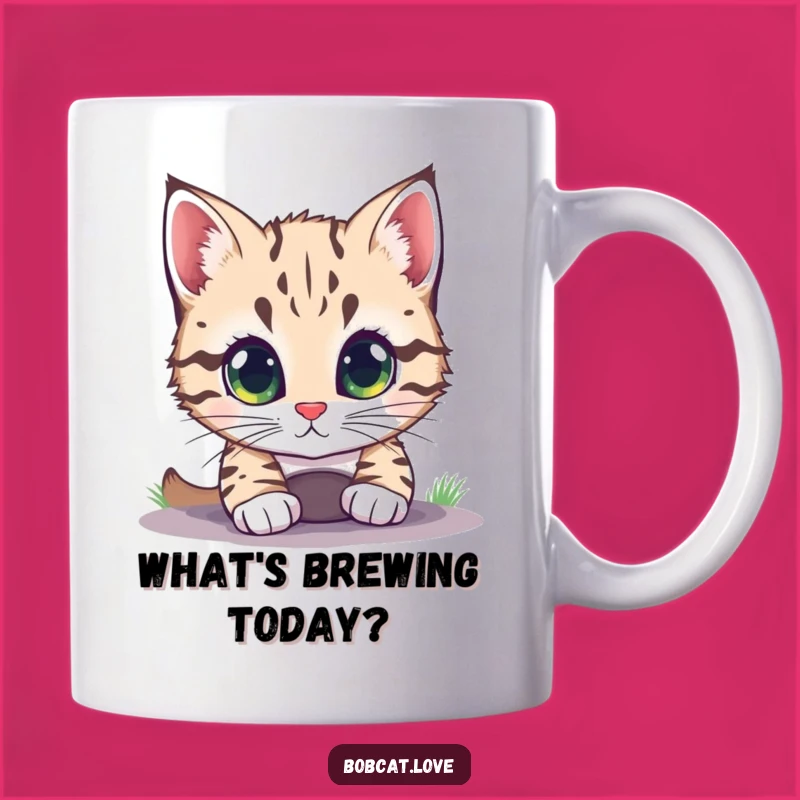Funny Curious Bobcat Mug - Intriguing Gift for Cat Lovers with Wide Eyes