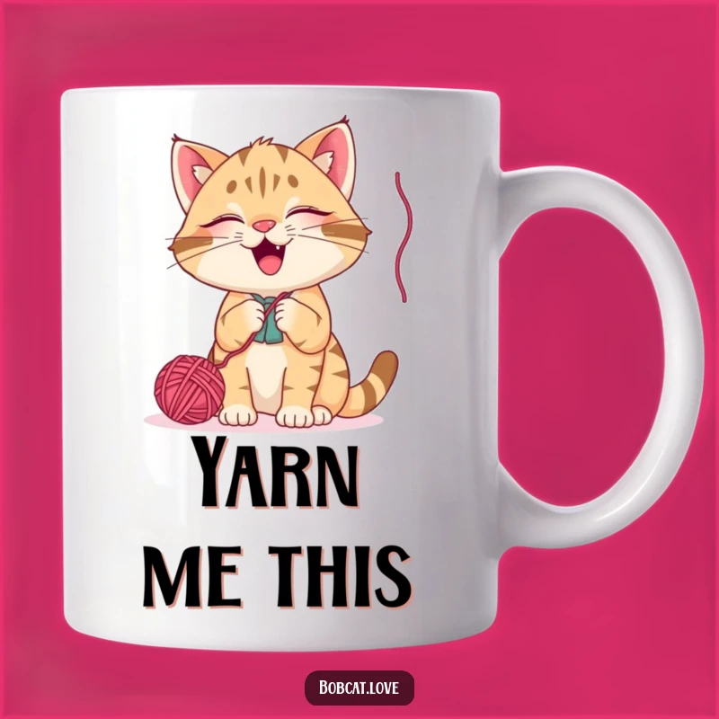 Funny Bobcat Yarn Ball Mug: Hilarious Cat's Playful Antics Gift