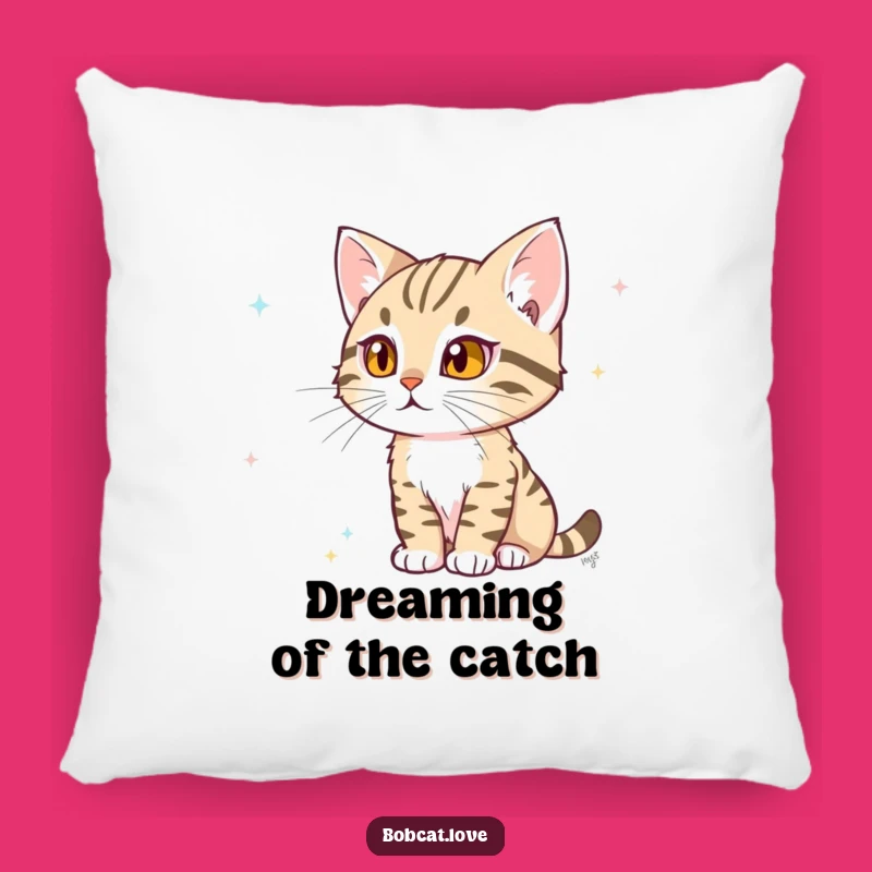 Funny Determined Bobcat Pillow: Focused Comfort Cushion, Unique Funny Gift for Cozy Watchers