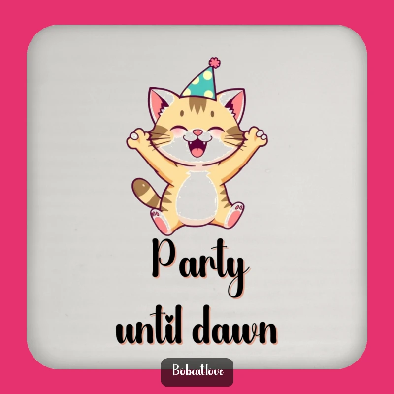 Funny Bobcat Party Coaster Set - Protect Surfaces with Hilarious Feline Fun