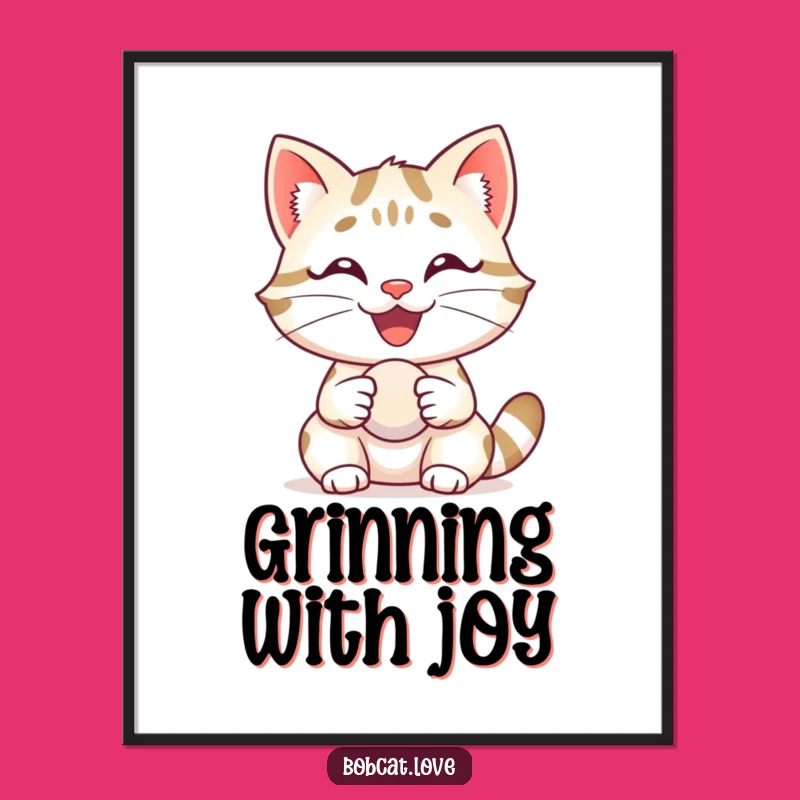 Funny Delighted Bobcat Poster - Cheerful Wall Art for Happy Spaces