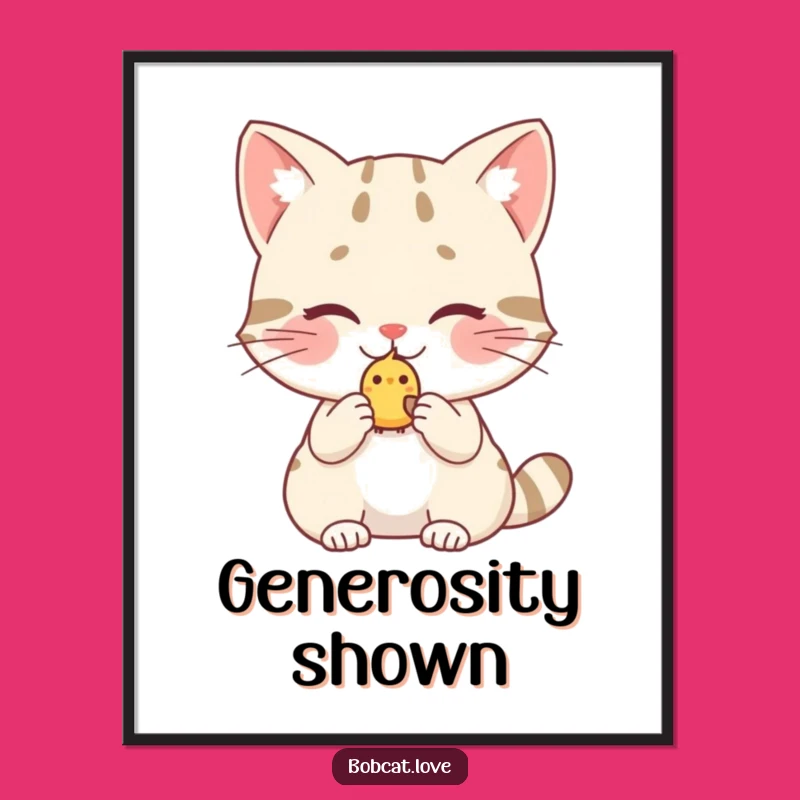 Funny Bobcat Birdy Offering Poster: Hilarious Art for a Kind Decor