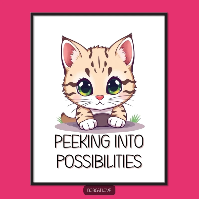 Funny Curious Bobcat Poster - Intriguing Wall Art for Inquisitive Decor