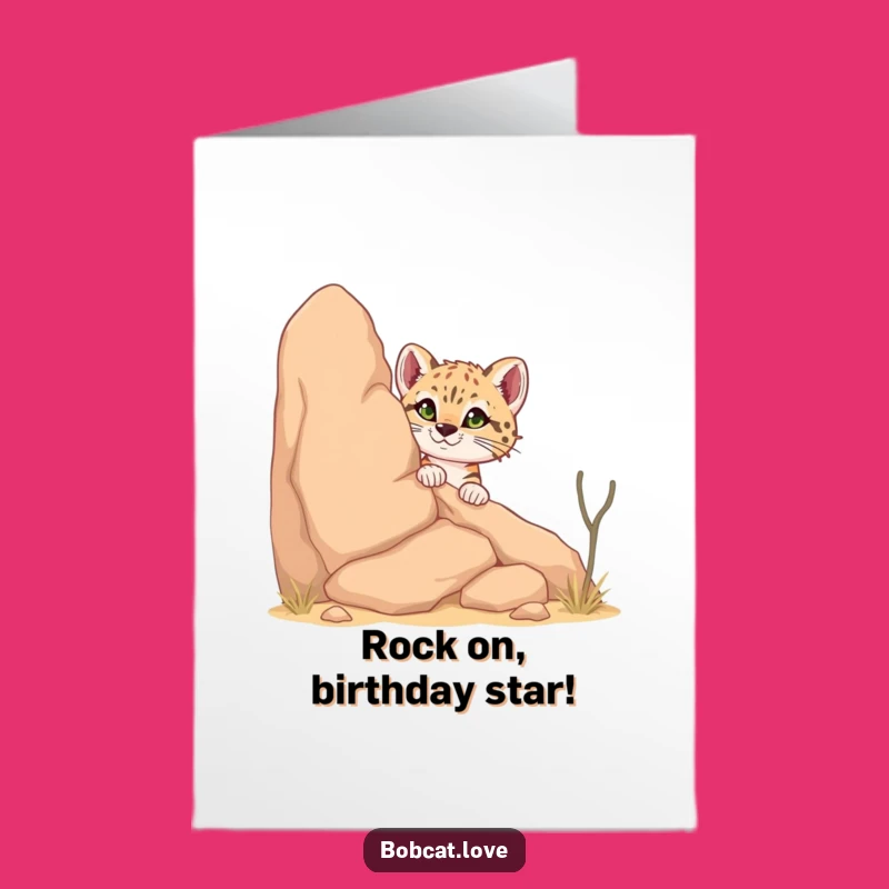 Free Printable Bobcat Birthday Card: Funny Desert Dweller Peeking DIY Downloadable Gift