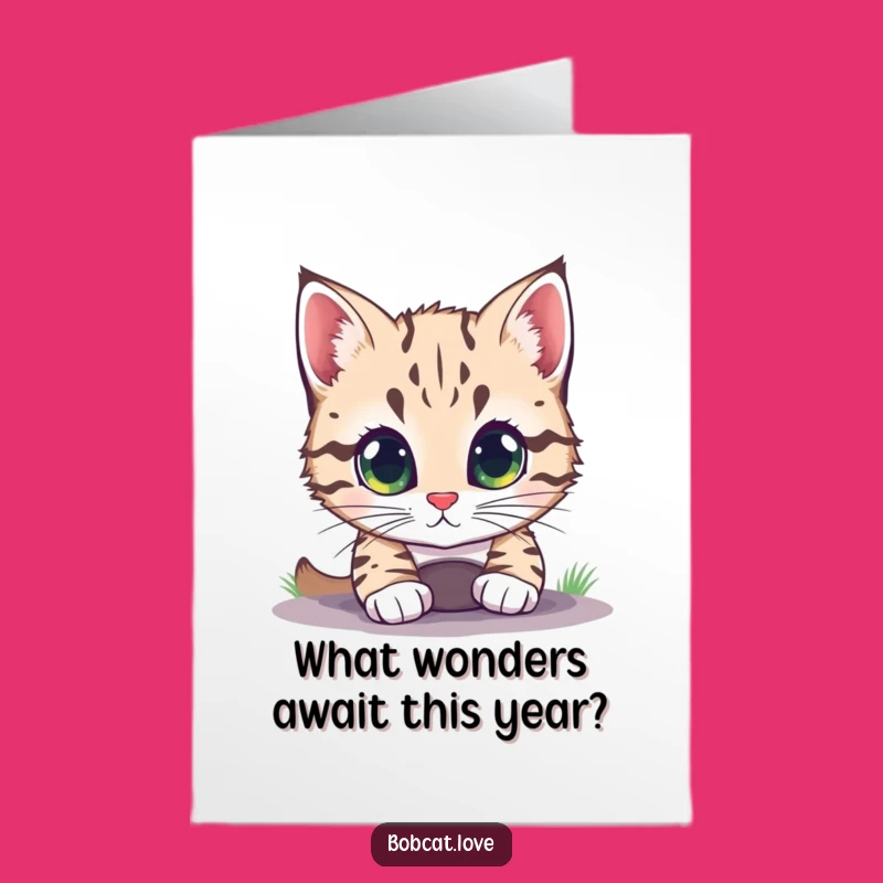 Free Printable Birthday Card: Curious Bobcat Wondering, Hilarious Downloadable Surprise Gift!