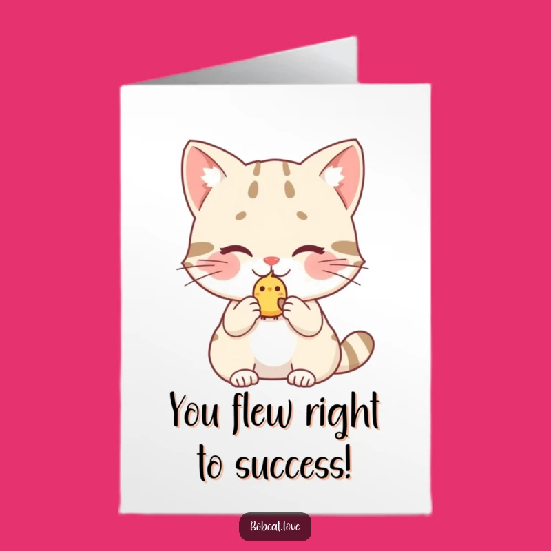 Free Printable Bobcat Card: Blushing Congrats for Sweetly Earned Success