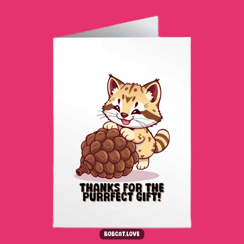 Free Printable Bobcat Thank You Card: Pouncing Pinecone Gratitude for Wild Kindness
