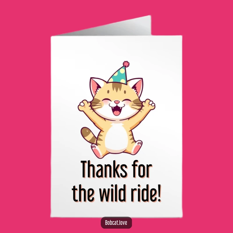Free Printable Thank You Card: Funny Bobcat Expressing Gratitude, Sweet Downloadable Gift!