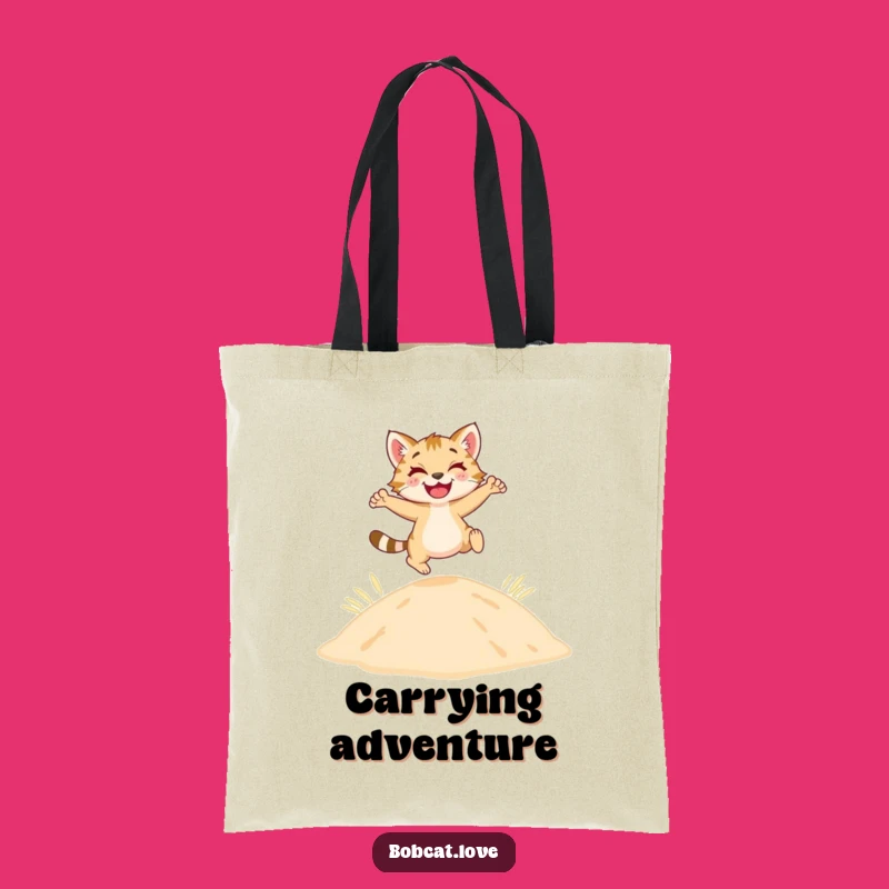 Funny Bobcat Dune Tote Bag: Chic Bag with Leaping Feline, Perfect Desert Funny Gift