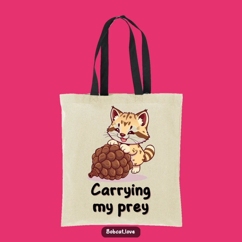 Funny Bobcat Pinecone Pounce Tote Bag: Stylish and Hilarious Wild Cat Accessory
